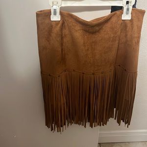 Fringe suede skirt